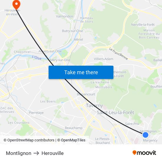 Montlignon to Herouville map