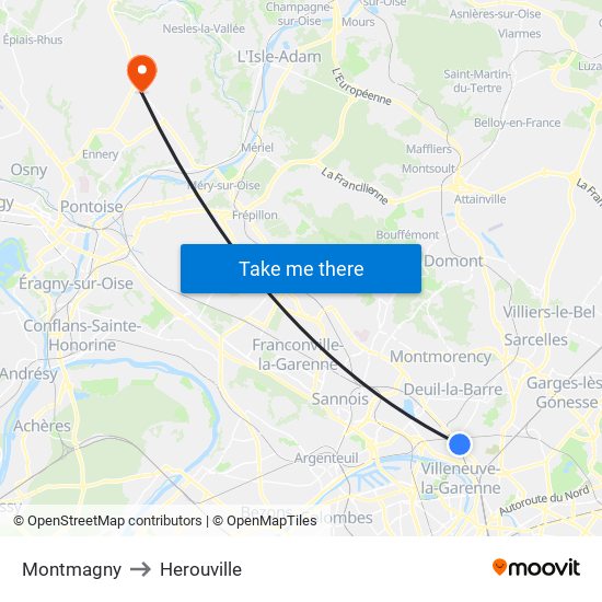 Montmagny to Herouville map
