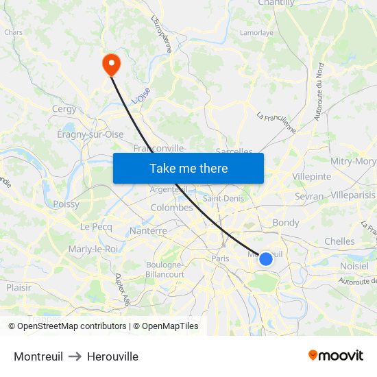 Montreuil to Herouville map