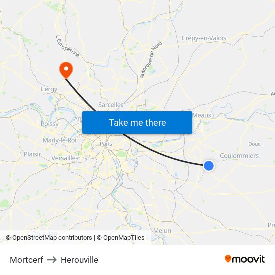 Mortcerf to Herouville map