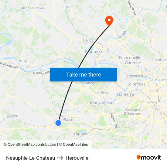 Neauphle-Le-Chateau to Herouville map