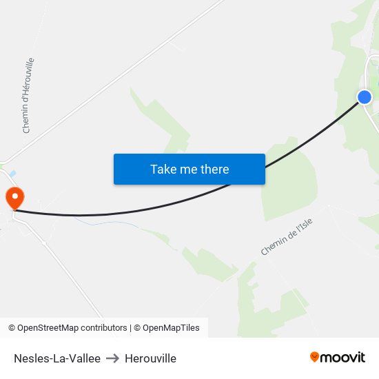 Nesles-La-Vallee to Herouville map