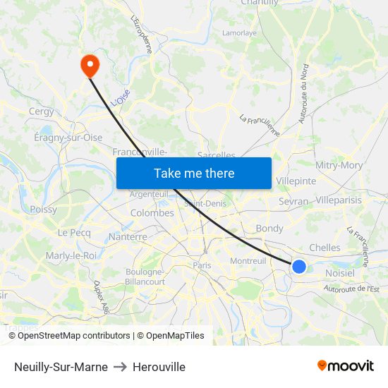 Neuilly-Sur-Marne to Herouville map