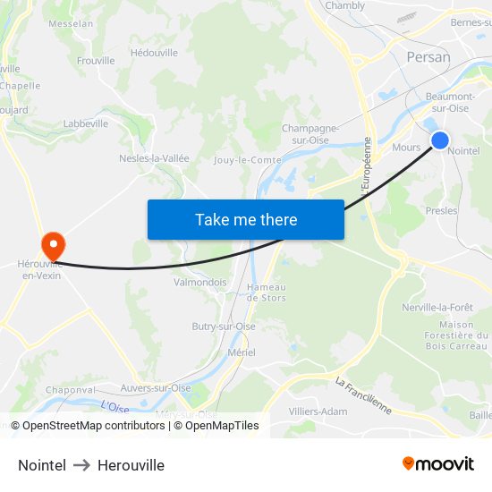 Nointel to Herouville map