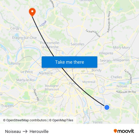 Noiseau to Herouville map