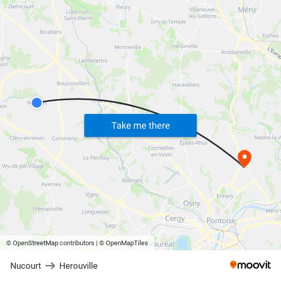 Nucourt to Herouville map