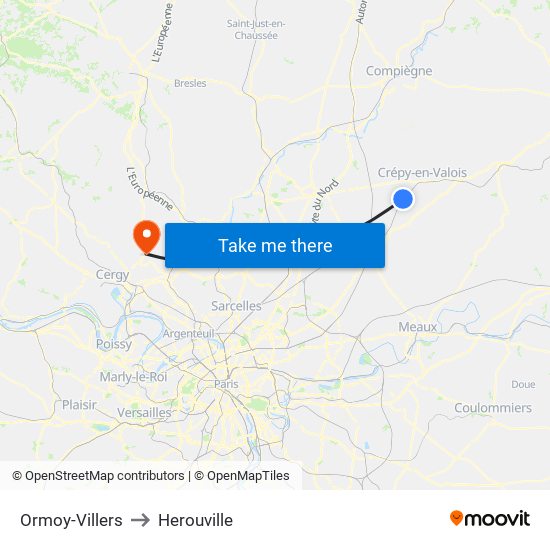 Ormoy-Villers to Herouville map