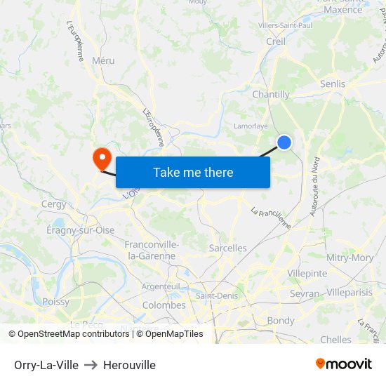 Orry-La-Ville to Herouville map