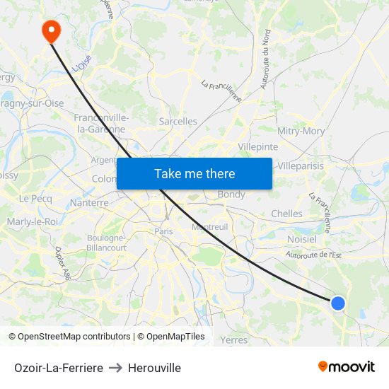 Ozoir-La-Ferriere to Herouville map