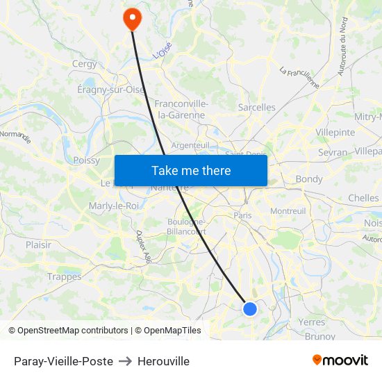 Paray-Vieille-Poste to Herouville map