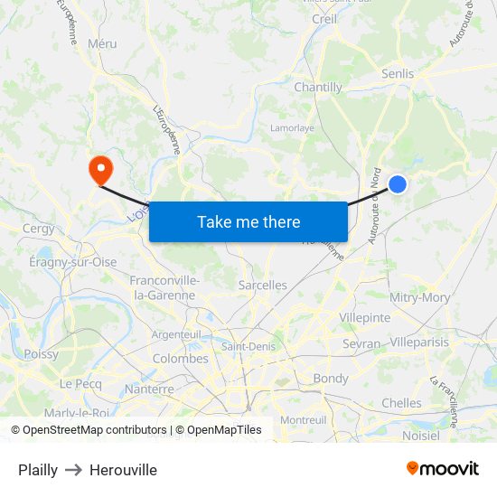 Plailly to Herouville map