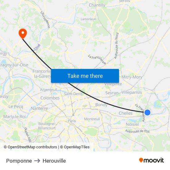 Pomponne to Herouville map