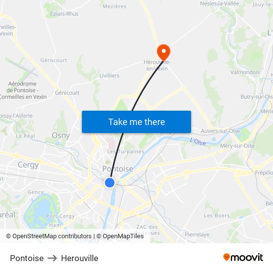 Pontoise to Herouville map