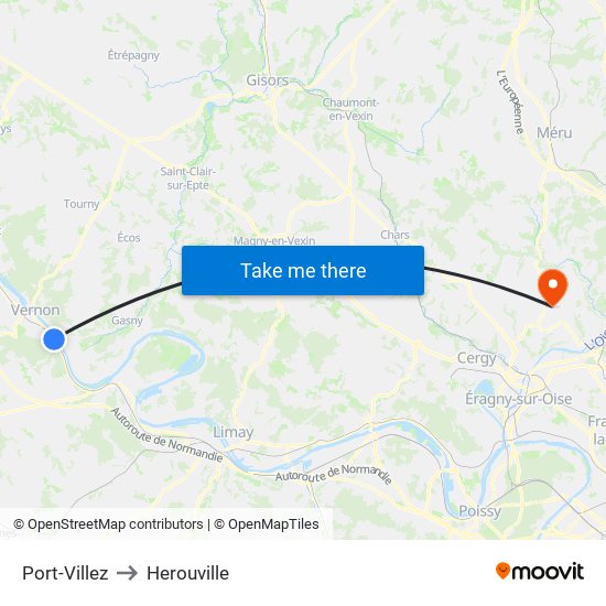 Port-Villez to Herouville map