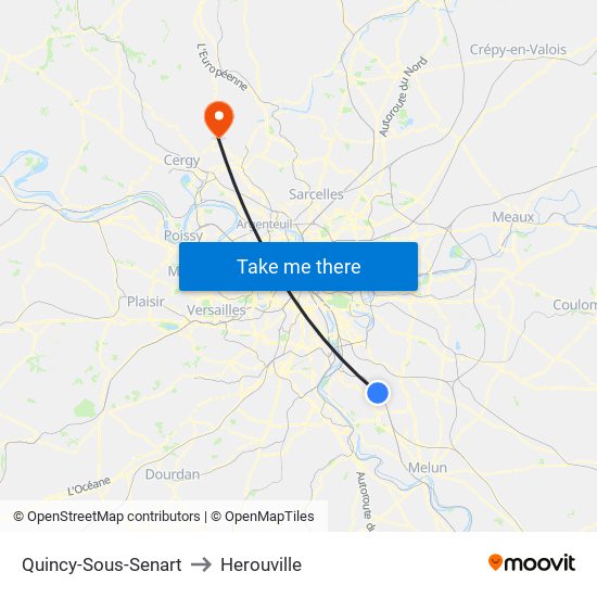 Quincy-Sous-Senart to Herouville map