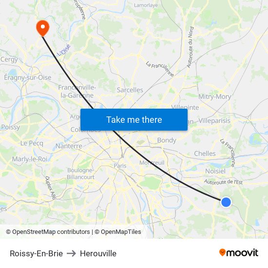 Roissy-En-Brie to Herouville map