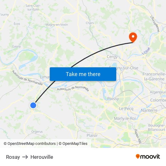 Rosay to Herouville map