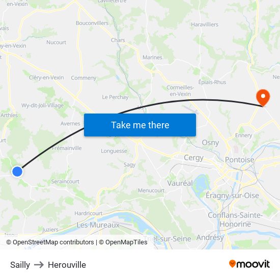 Sailly to Herouville map