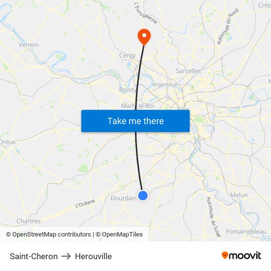 Saint-Cheron to Herouville map