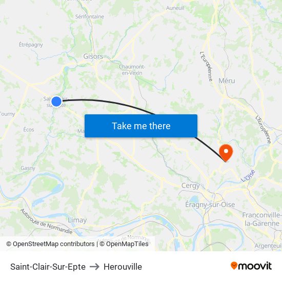 Saint-Clair-Sur-Epte to Herouville map