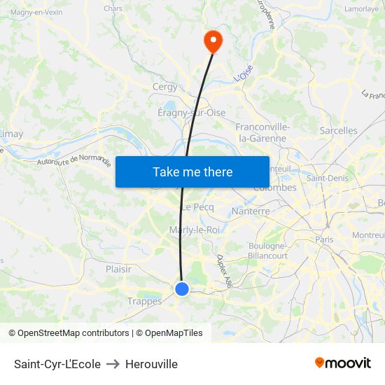 Saint-Cyr-L'Ecole to Herouville map