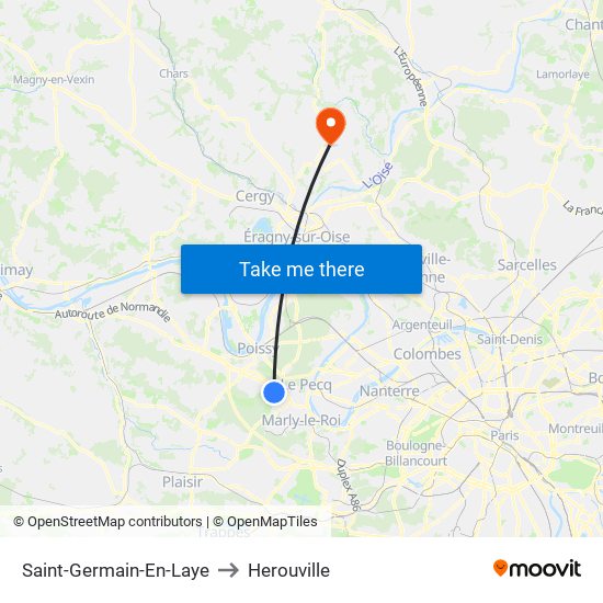 Saint-Germain-En-Laye to Herouville map