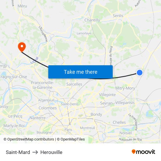 Saint-Mard to Herouville map