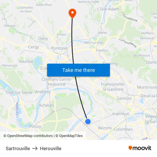 Sartrouville to Herouville map