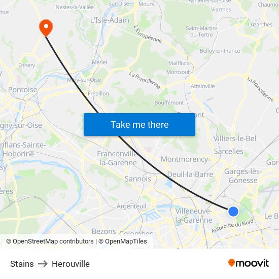 Stains to Herouville map