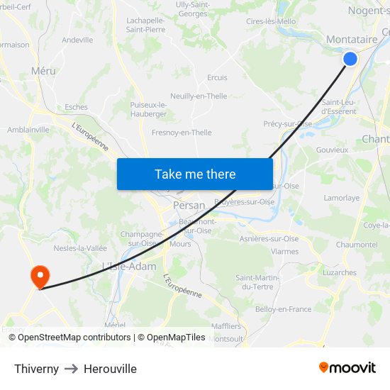 Thiverny to Herouville map