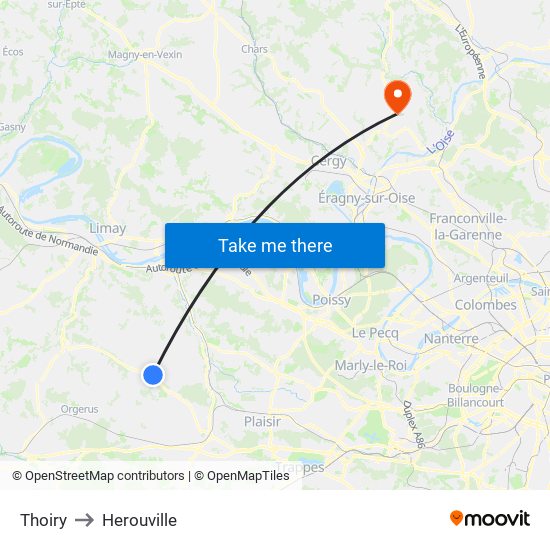Thoiry to Herouville map