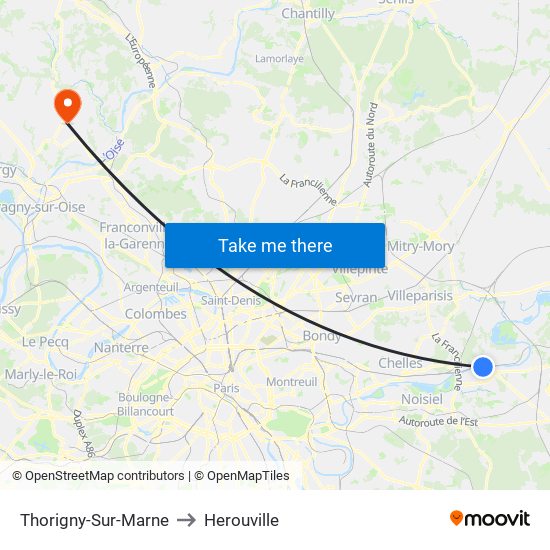 Thorigny-Sur-Marne to Herouville map