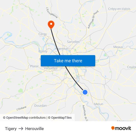Tigery to Herouville map