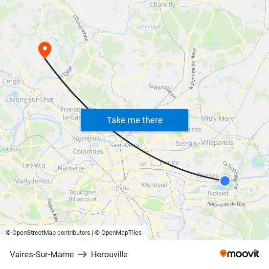 Vaires-Sur-Marne to Herouville map