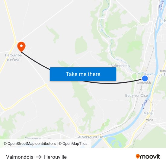 Valmondois to Herouville map