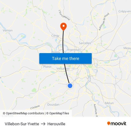 Villebon-Sur-Yvette to Herouville map