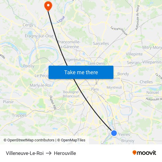 Villeneuve-Le-Roi to Herouville map