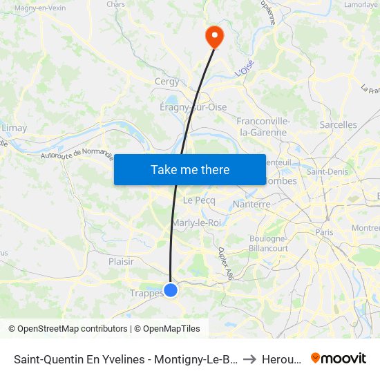 Saint-Quentin En Yvelines - Montigny-Le-Bretonneux to Herouville map