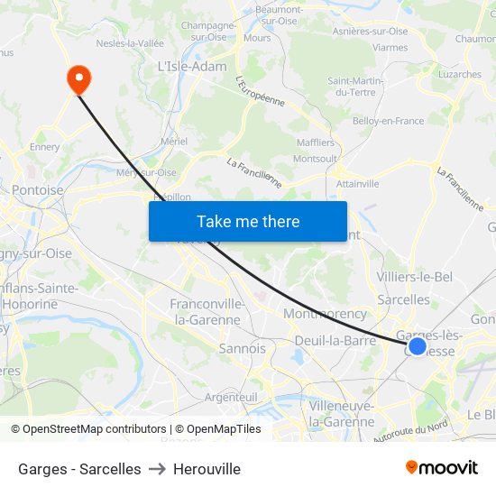 Garges - Sarcelles to Herouville map