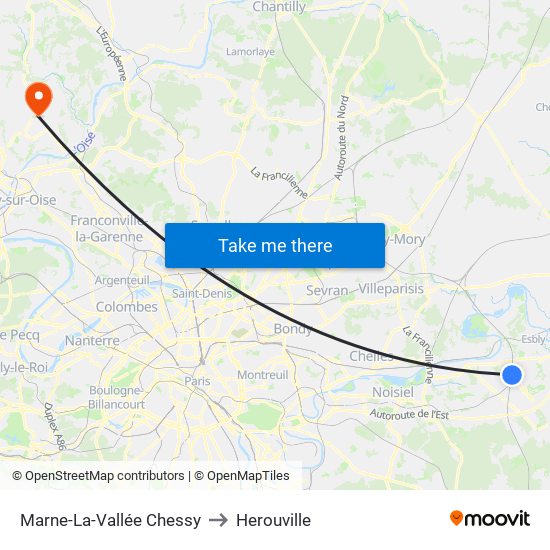 Marne-La-Vallée Chessy to Herouville map