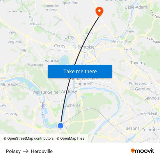 Poissy to Herouville map
