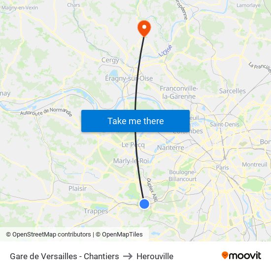 Gare de Versailles - Chantiers to Herouville map