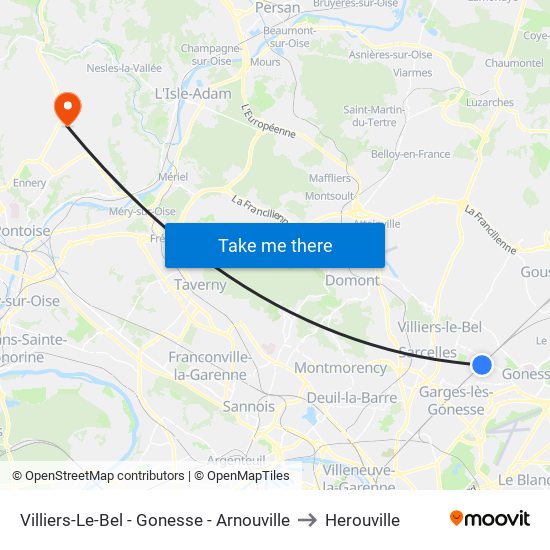 Villiers-Le-Bel - Gonesse - Arnouville to Herouville map