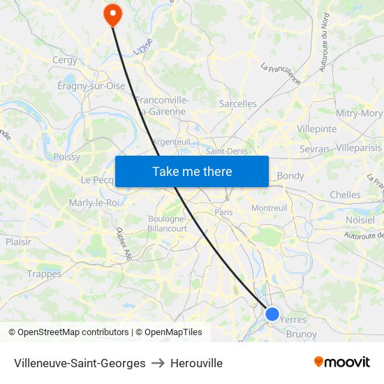 Villeneuve-Saint-Georges to Herouville map