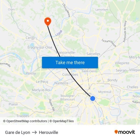 Gare de Lyon to Herouville map