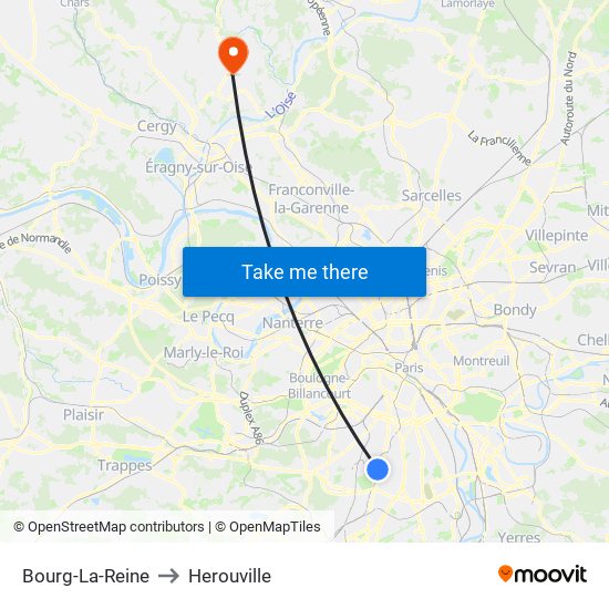 Bourg-La-Reine to Herouville map