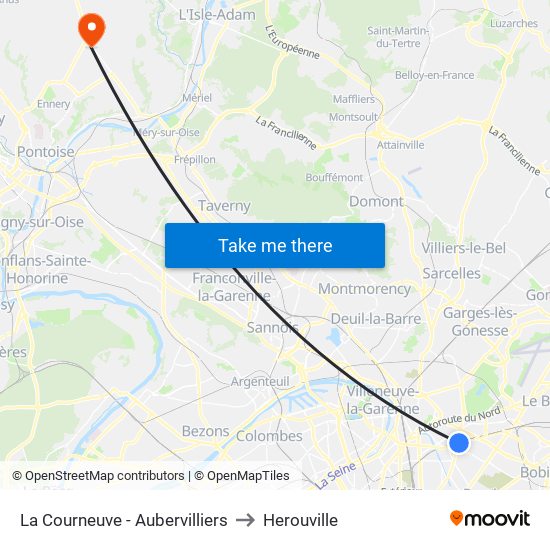 La Courneuve - Aubervilliers to Herouville map