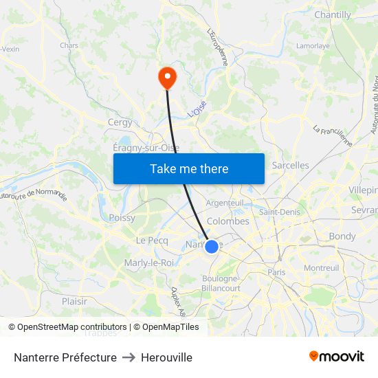 Nanterre Préfecture to Herouville map