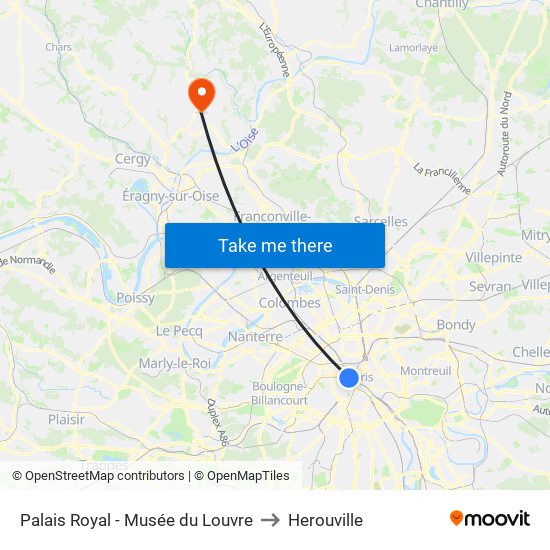 Palais Royal - Musée du Louvre to Herouville map