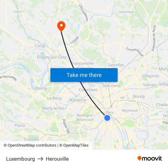 Luxembourg to Herouville map